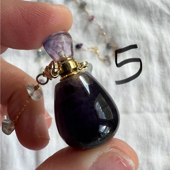 LAST TWO! Dark PURPLE Fluorite POISON Bottle Necklace Pendant - Essential Oils - Picture 4 of 4